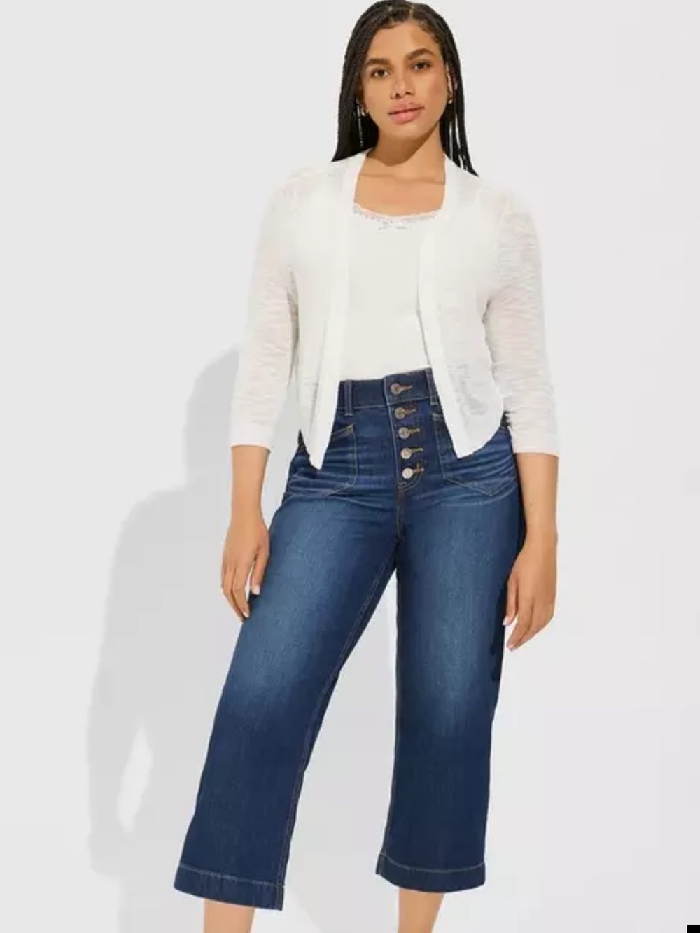 Torrid 3/4 Sleeve Cropped Shrug Sweater 1